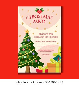 Christmas party poster template vector illustration