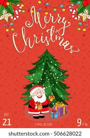 Christmas party poster vector illustration. Invitation poster on christmas party