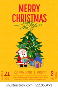 Christmas party poster vector illustration. Invitation poster on christmas party.