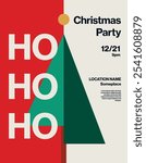 Christmas party poster vector template layout. Seasonal festive event flyer with abstract illustration of a tree. Eps10 printable file.