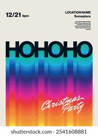 Christmas party poster vector template layout. Seasonal festive event flyer with creative typography illustration. Eps10 printable file.