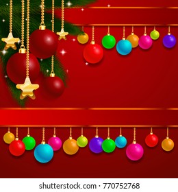 Christmas party red poster design color ball eps 10 vector