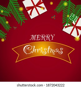 Christmas party set of Christmas decorations background Christmas Day on red background vector design.