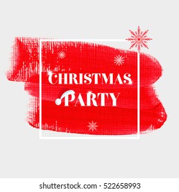 'Christmas Party' sign text over abstract watercolor brush paint background vector illustration.