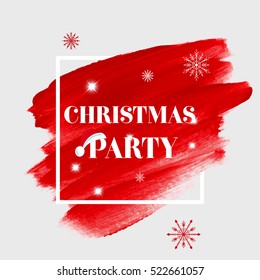 'Christmas Party' sign text over abstract watercolor brush paint background vector illustration.