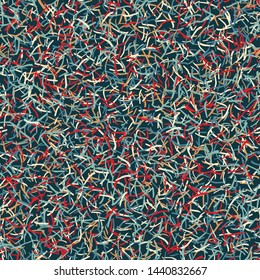 Christmas party strings confetti seamless pattern. Hand drawn sprinkles vector background. Festive xmas scrapbooking paper, yuletide all over print. Red green holidays stationery illustration backdrop