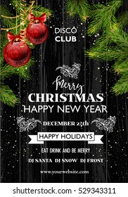 Christmas party template background decoration design card. Vector Illustration.