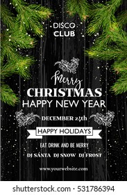 Christmas party template background decoration design card. Vector Illustration.
