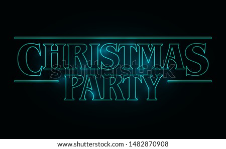 Christmas Party text design, Christmas word with green glow text on black background. 80