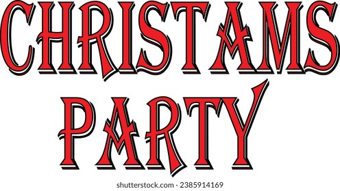 Christmas Party text sign illustration on white background