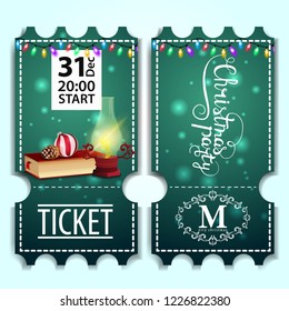 Christmas party ticket template with Christmas books