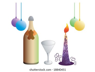 Christmas party tools and candle