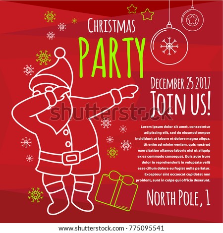 christmas party typography design template with funny santa making dab dance youth teenage culture - Youth Christmas Party Decorations christmas party typography design template with funny santa making dab dance youth teenage culture - Youth Christmas Party Decorations
