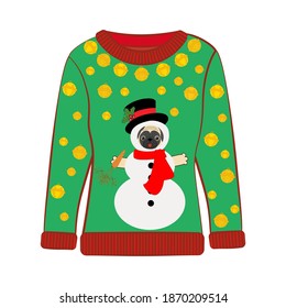 Christmas party ugly sweater vector illustration on the white background