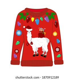 Christmas party ugly sweater vector illustration on the white background