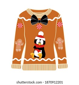 Christmas party ugly sweater vector illustration on the white background