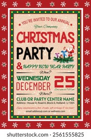 Christmas Party, Use this Vector flyer  or invitation for your next holiday party. Resizable Design, change the text, save and you’re done. Then print at home or with the print company of your choice.