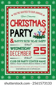 Christmas Party, Use this Vector flyer  or invitation for your next holiday party. Resizable Design, change the text, save and you’re done. Then print at home or with the print company of your choice.