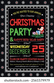 Christmas Party, Use this Vector flyer  or invitation for your next holiday party. Resizable Design, change the text, save and you’re done. Then print at home or with the print company of your choice.