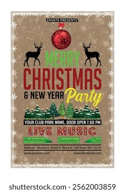 Christmas Party, Use this Vector flyer  or invitation for your next holiday party. Resizable Design, change the text, save and you’re done. Then print at home or with the print company of your choice.