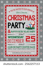 Christmas Party, Use this Vector flyer  or invitation for your next holiday party. Resizable Design, change the text, save and you’re done. Then print at home or with the print company of your choice.