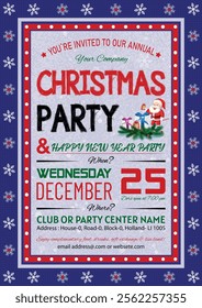 Christmas Party, Use this Vector flyer  or invitation for your next holiday party. Resizable Design, change the text, save and you’re done. Then print at home or with the print company of your choice.