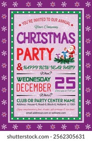 Christmas Party, Use this Vector flyer  or invitation for your next holiday party. Resizable Design, change the text, save and you’re done. Then print at home or with the print company of your choice.