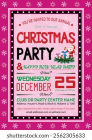 Christmas Party, Use this Vector flyer  or invitation for your next holiday party. Resizable Design, change the text, save and you’re done. Then print at home or with the print company of your choice.