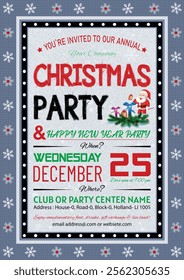 Christmas Party, Use this Vector flyer  or invitation for your next holiday party. Resizable Design, change the text, save and you’re done. Then print at home or with the print company of your choice.