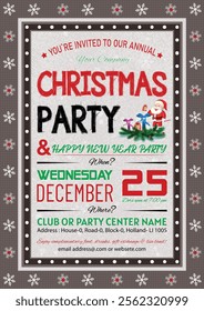 Christmas Party, Use this Vector flyer  or invitation for your next holiday party. Resizable Design, change the text, save and you’re done. Then print at home or with the print company of your choice.