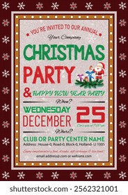 Christmas Party, Use this Vector flyer  or invitation for your next holiday party. Resizable Design, change the text, save and you’re done. Then print at home or with the print company of your choice.