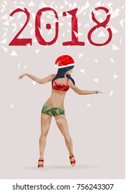 Christmas Party - vector illustration with dancing girl