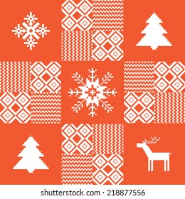 Christmas patchwork background in red