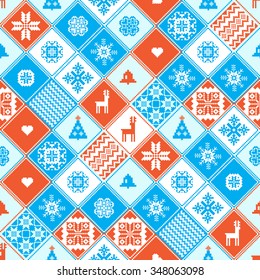 Christmas patchwork seamless background 