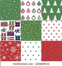 Christmas patten set and vector illustration