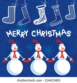 Christmas patter background snowman vector illustration
