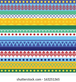 Christmas pattern. Abstract ornament. Multi-colored stripes. Geometric background.