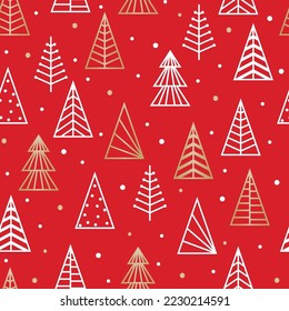 Christmas pattern with abstract trees. Design of texture. Vector illustration