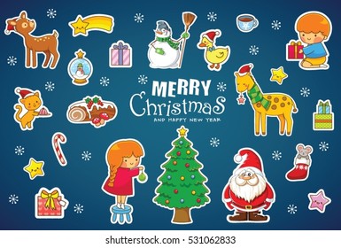 Christmas Pattern, adorable santa, snowmen, bear, owl, bird, reindeer, green