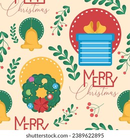 Christmas pattern background Gift wrapping paper Vector illustration
