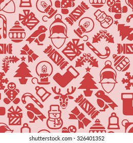 Christmas pattern background with illustrations of lots of Christmas icons