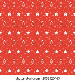 Christmas Pattern Background - Pine With The Star on red background 