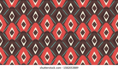 Christmas Pattern Background. Red Christmas Delicate Beautiful Ornament. Xmas Seamless Vector Pattern. Classic Retro Stripes Texture. Ornament Mosaic Shapes.