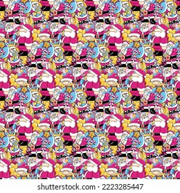 Christmas pattern background, santa claus and element seamless pattern background