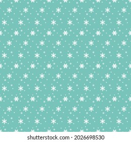 Christmas Pattern Background - Seamless Snowflakes Vector On Green BG