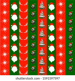 Christmas pattern For backgrounds, web pages, wallpaper, gift wrapping and more. Snow style, Santa Claus head, penguin, Christmas tree, etc.