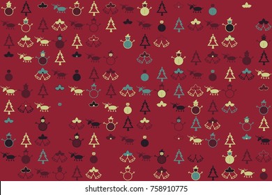 Christmas pattern with beautiful colored elements