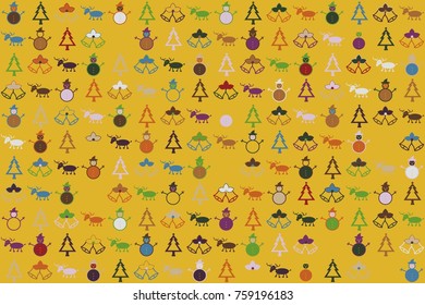Christmas pattern with beautiful colored elements