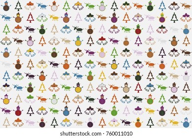 Christmas pattern with beautiful colored elements