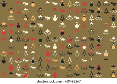 Christmas pattern with beautiful colored elements